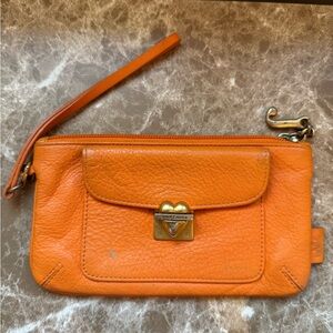 Juicy Couture Orange Leather Wristlet — Heart Lock | Y2K Vintage